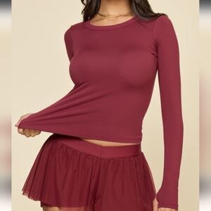 Popflex Call Me Baby Long Sleeve Top - Crimson - S